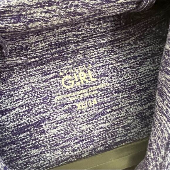 Athleta Girl Heathered Blue hooded sweatshirt Light weight Size XL 14 - Picture 4 of 4
